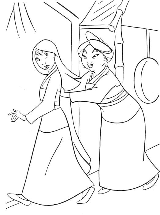 Plansa de colorat cu Mulan 1 1